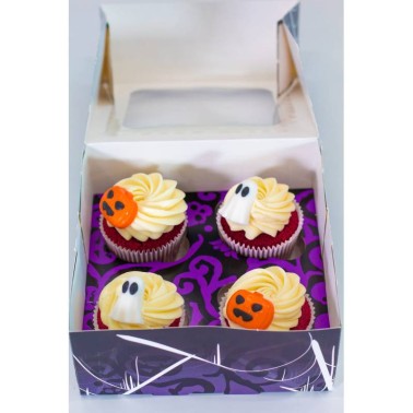 Door box 4 cupcakes halloween 17,8 x 17,8 x 7.5 cm