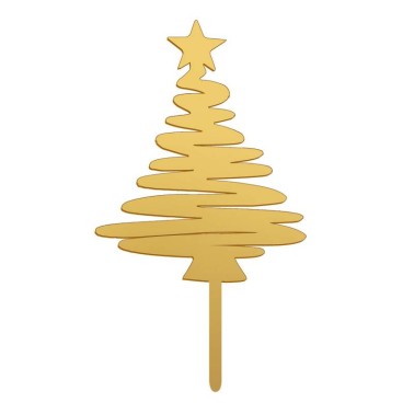 Cake Topper Christmas tree gold 16.5 x 8 cm