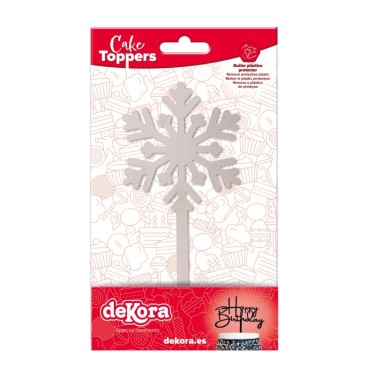 Cake topper fiocco di neve argento 13 x 6 cm