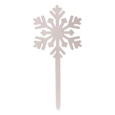 Cake topper fiocco di neve argento 13 x 6 cm