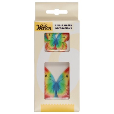 Set 8 farfalle in cialda arcobaleno Wilton