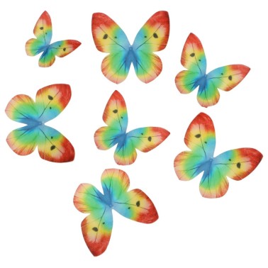 Set 8 farfalle in cialda arcobaleno Wilton