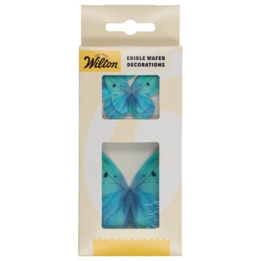 Set 8 farfalle in cialda celeste Wilton