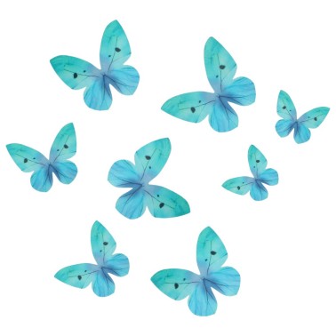 Set 8 farfalle in cialda celeste Wilton