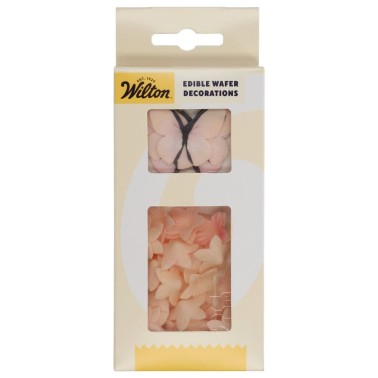 Set farfalle e fiorellini in cialda rosa 30 pezzi Wilton