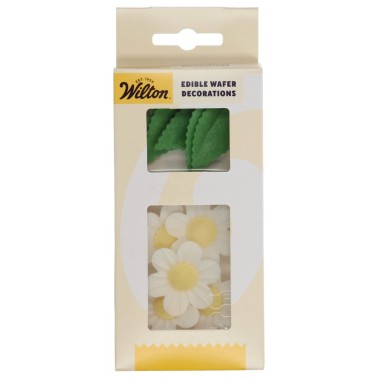 Set fiorellini bianchi e foglie in cialda 11 pezzi Wilton