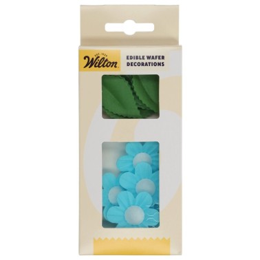 Set fiorellini celesti e foglie in cialda 11 pezzi Wilton