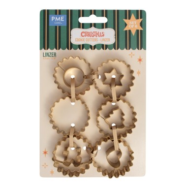 Set 6 cutter per biscotti Linzer natalizi PME