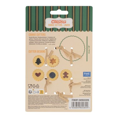 Set 6 cutter per biscotti Linzer natalizi PME