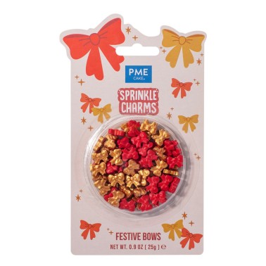 Sprinkles fiocchetti oro e rossi 25g PME