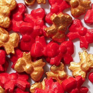 Sprinkles fiocchetti oro e rossi 25g PME