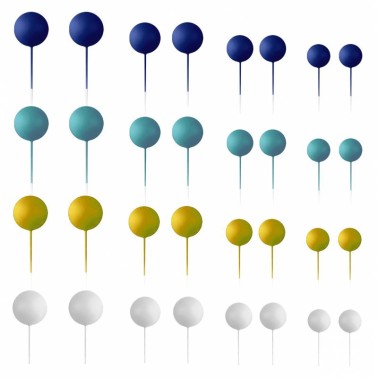 Cake Bubble Topper plastic mix blue 32 pieces