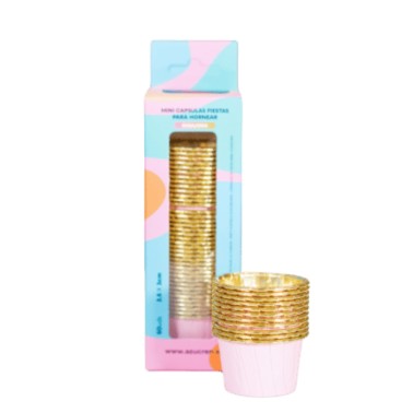 Mini pirottini cupcake e muffin rigidi bianco oro 50 pezzi