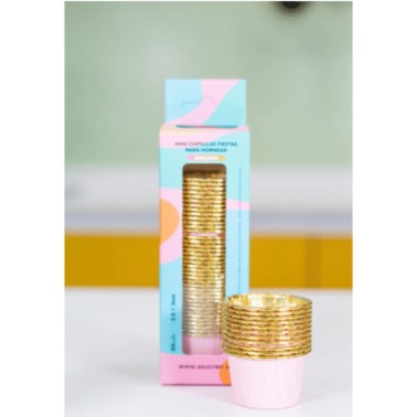 Mini pirottini cupcake e muffin rigidi bianco oro 50 pezzi