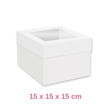 Box for white cake with window15x15x15cm