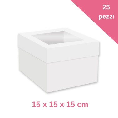 Ensemble de 25 cases blanches avec fenêtre 15x15x15cm