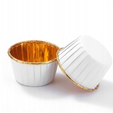 Pirottini Mini Cupcake et Muffin rigide Gold White 50 pièces
