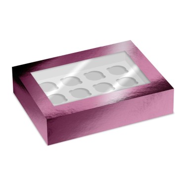 Set 2 Boxen für 12 rosa metallisierte Cupcake