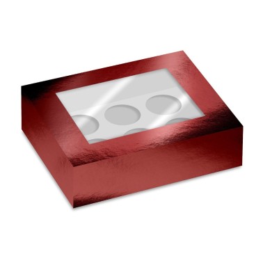 Set 2 boxes for 6 red metalized cupcake