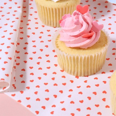 Food parchment paper hearts 12 sheets 40x40cm