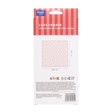 Coeurs de papier de parchemin de nourriture 12 feuilles 40x40cm