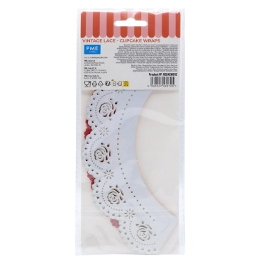 Cupcake wrappers vintage bianchi e rossi 12 pezzi 