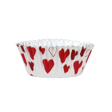 Cupcake Cups Coeurs rouges Ligne en aluminium 30 pièces PME