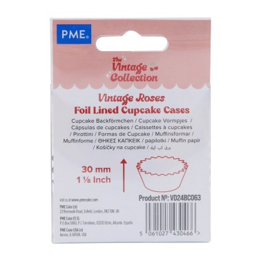 Pirottini cupcake rose vintage linea alluminio 30 pezzi PME