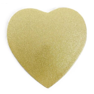 Cake board brillantinato cuore oro 25,4 cm spessore 1,2 cm 