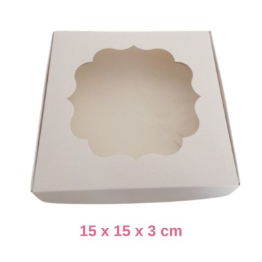 Boîte à biscuits 15 x 15 x 3 cm Blanc avec fenêtre