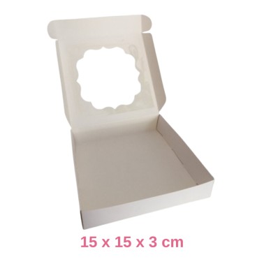 Boîte à biscuits 15 x 15 x 3 cm Blanc avec fenêtre