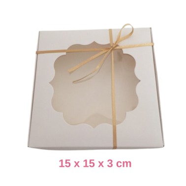 Scatola cookies 15 x 15 x 3 cm bianca con finestra