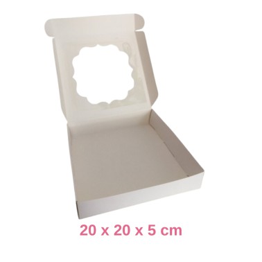 Cookies Box 20 x 20 x 5 cm weiß mit Fenster