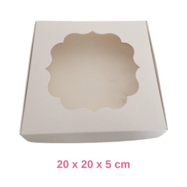 Cookies Box 25 x 25 x 5 cm Weiß mit Fenster