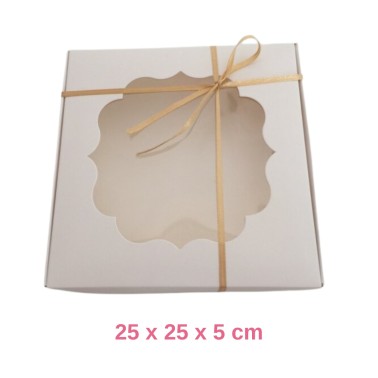 Cookies Box 25 x 25 x 5 cm Weiß mit Fenster