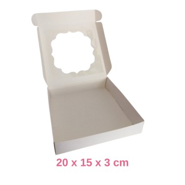 Cookies Box 20 x 15 x 3 cm Weiß mit Fenster