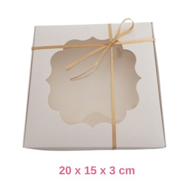 Cookies box 20 x 15 x 3 cm bílá s oknem