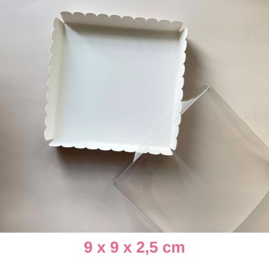 Scatolina per biscotti 9 x 9 x 2,5 cm bianca