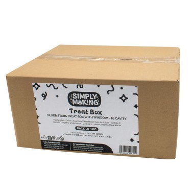 100 silver stars boxes with inserts 15 x 15 x 3.5 cm 