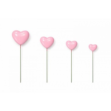 Cake Bubble Topper Plastic Pink Hearts 20 pieces