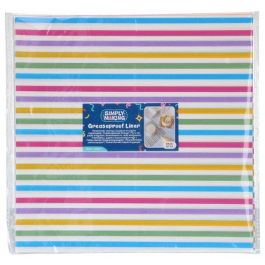 50 Blatt Pergamentpapier 25 x 25 cm farbige Linien pro Bento-Kuchen