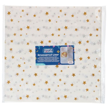50 sheets Parchment paper 25 x 25 cm Stars gold and silver for bento cake