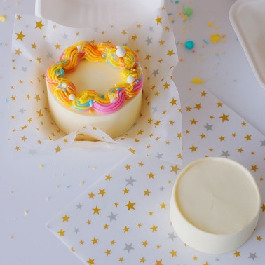 50 Blatt Pergamentpapier 25 x 25 cm Sterne Gold und Silber für Bento-Kuchen