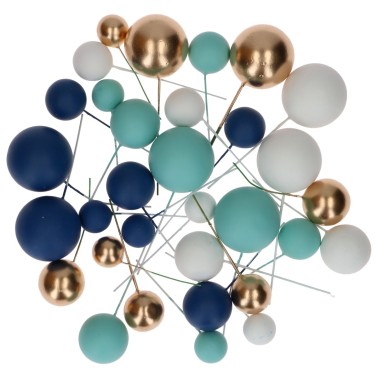 Cake Bubble Topper Blue Gold 32 pieces Simply Making