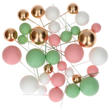 Cake Bubble Topper Rose Green Gold 32 pieces Simply Making