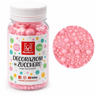 Mix pink sugar pearls 100g pink Modecor