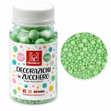 Mix Green Sugar Pearls 100g Modecor