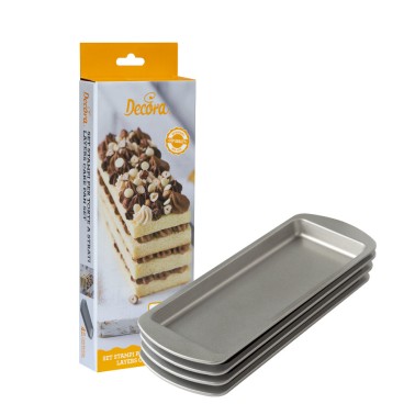 Set 4 molds for rectangular layered cakes 25.5 x 10.5 x 2 cm