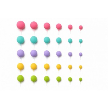 Bubble de gâteau en plastique Topper Pastel Mélanger 30 pièces