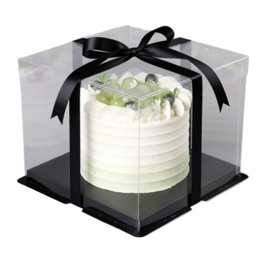 Transparente Box für schwarze Kuchen 17x17x12,5 cm 